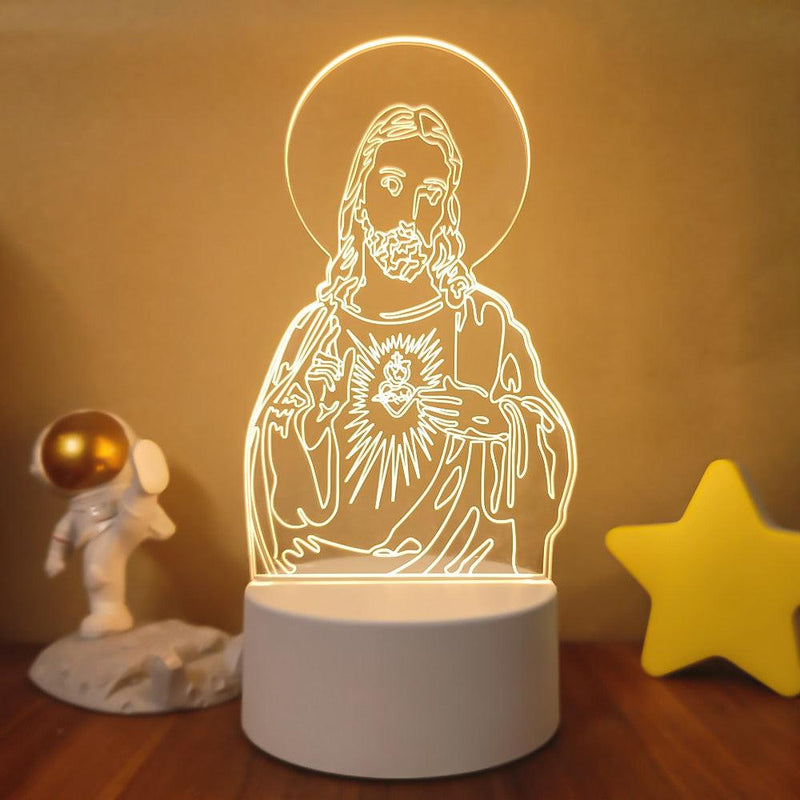Luminária 3D da Salvação - Jesus Cristo e Nossa Senhora - Swanutilidades