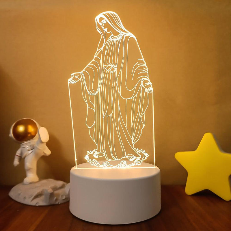 Luminária 3D da Salvação - Jesus Cristo e Nossa Senhora - Swanutilidades